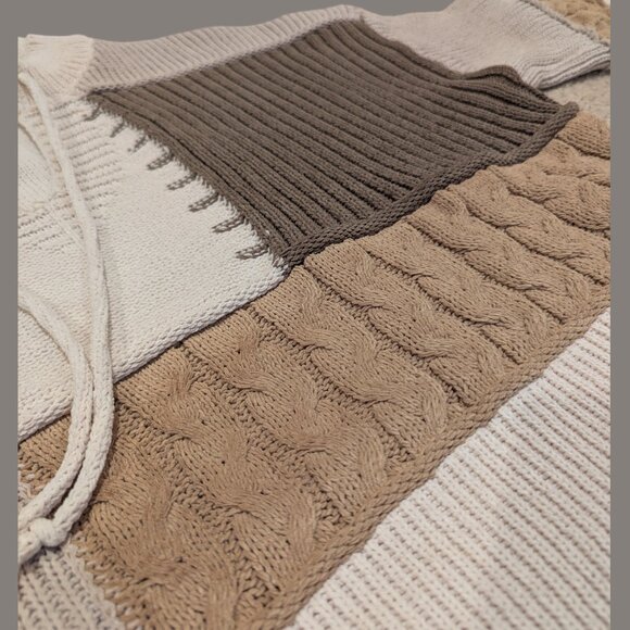 POL Tan Tones Block Knit Hooded Sweater - Small - Picture 10 of 13